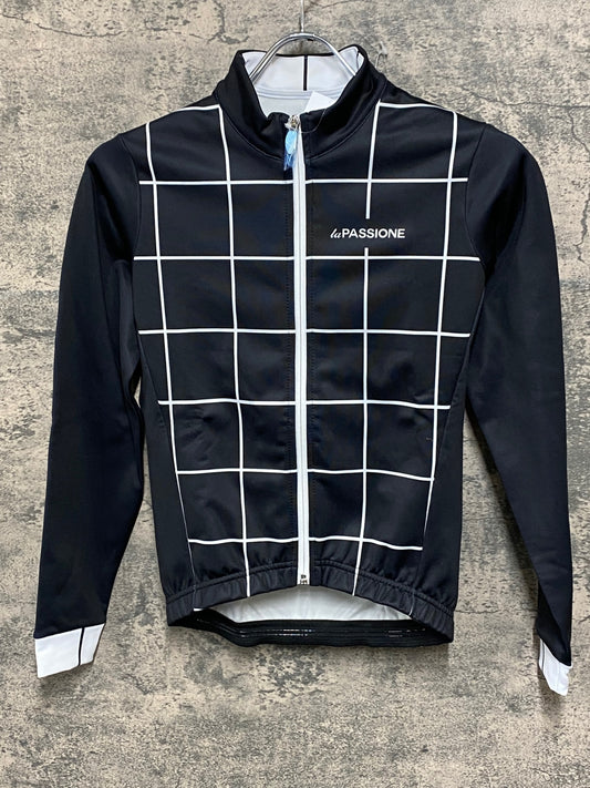 JB575 ラパッション la PASSIONE 長袖 サイクルジャージ 黒 白 XS 裏起毛