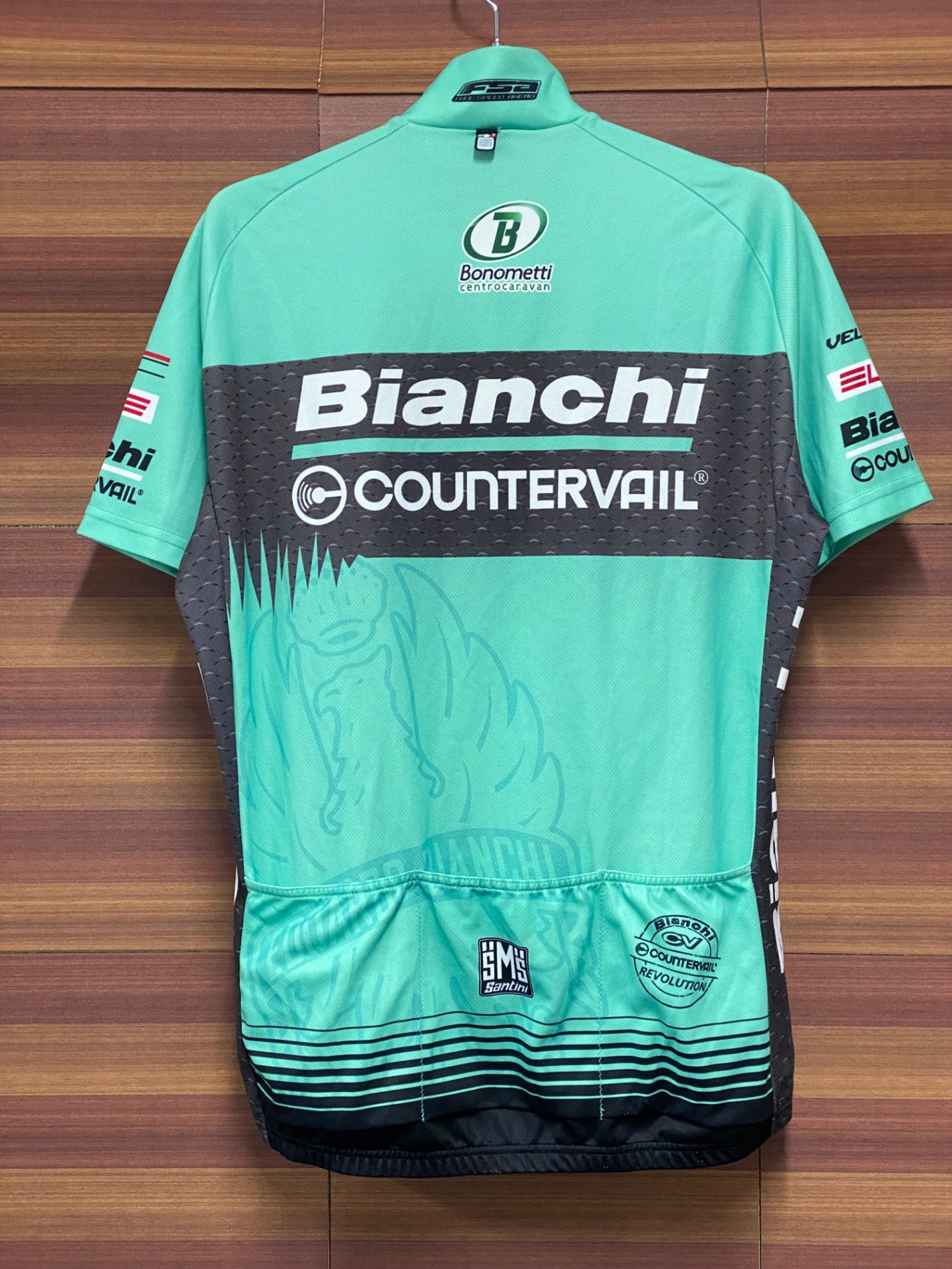 IU096 サンティーニ Santini 半袖 サイクルジャージ チェレステ 黒 L