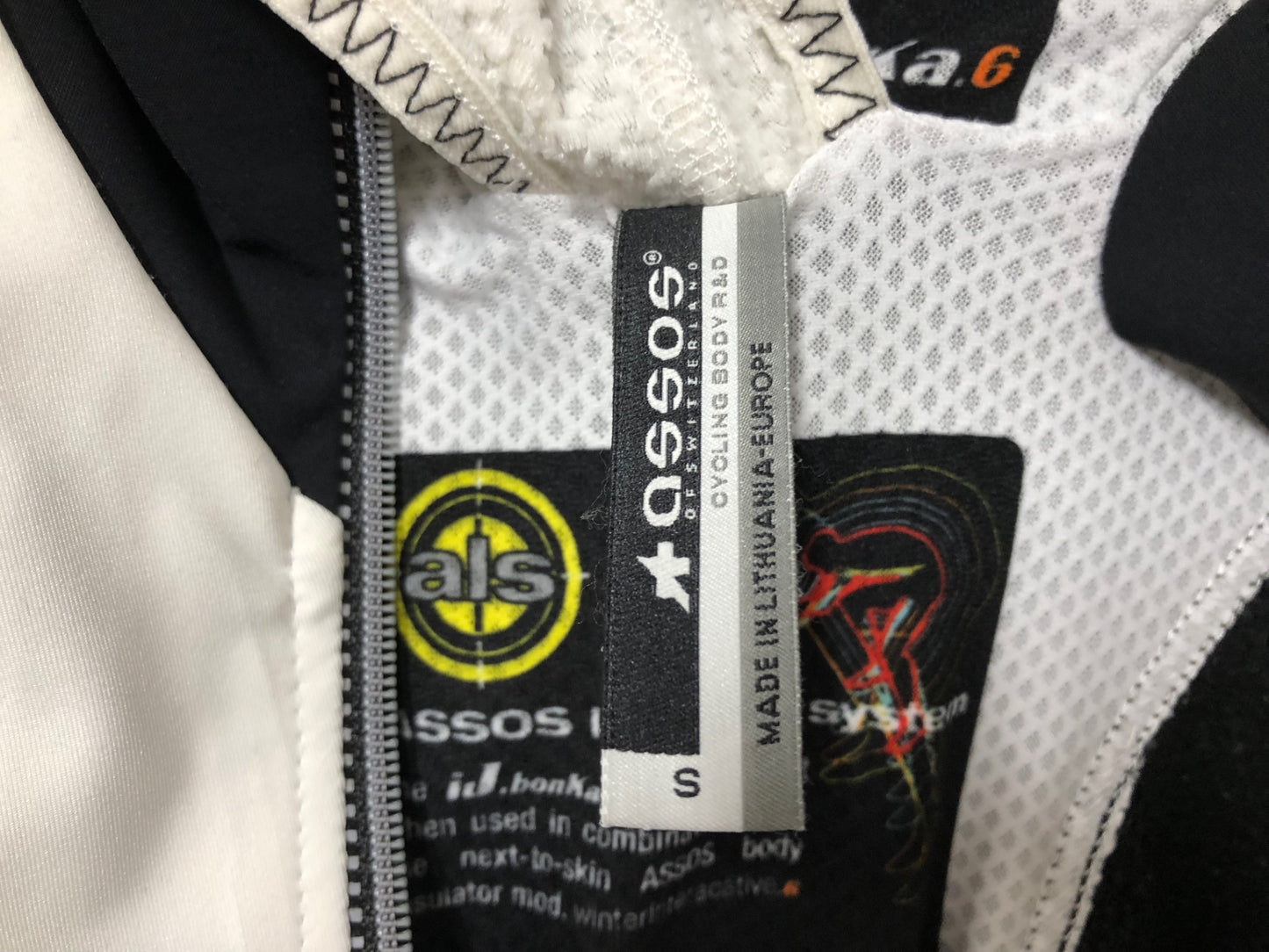 IY440 アソス assos iJ.bonKa.6 長袖 サイクルジャケット 白 黒 S 裏起毛