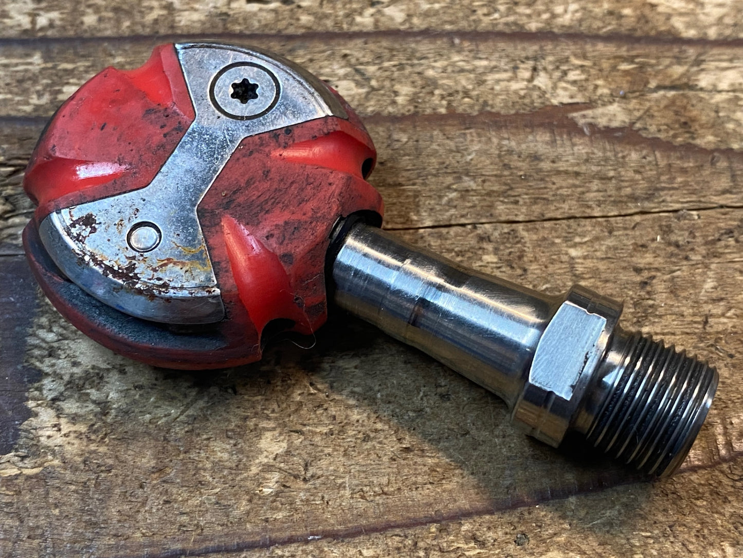 IV192 スピードプレイ SPEEDPLAY ビンディングペダル 赤 チタンシャフト ※シャフトガタ大 ジャンク