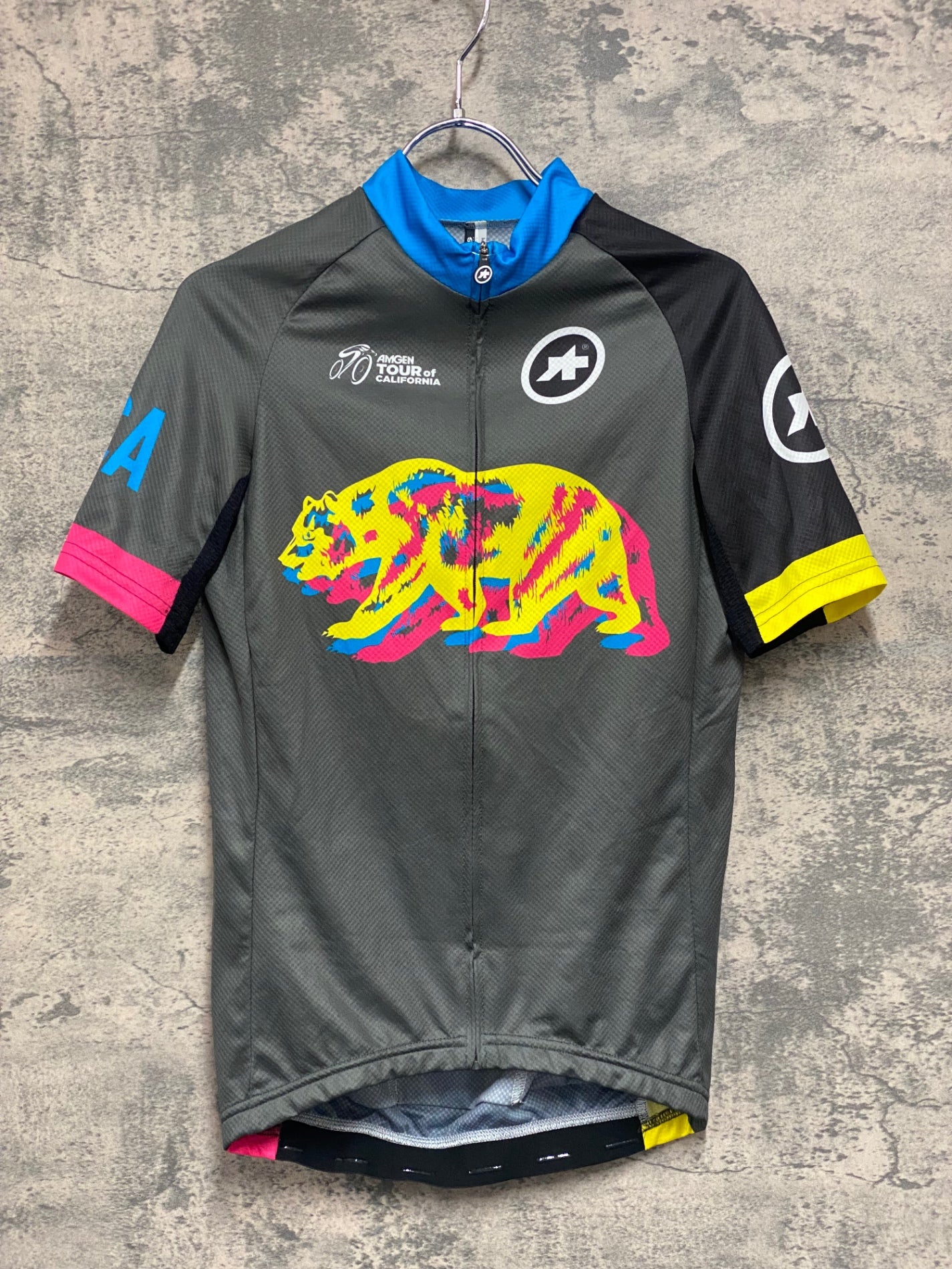 JB914 アソス ASSOS 半袖 サイクルジャージ グレー S AMGEN TOUR of CALIFORNIA チャリティージャージ