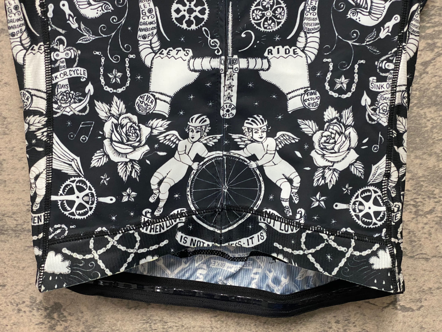 JC857 サイコロジー CYCOLOGI 半袖 サイクルジャージ 黒 白柄 S