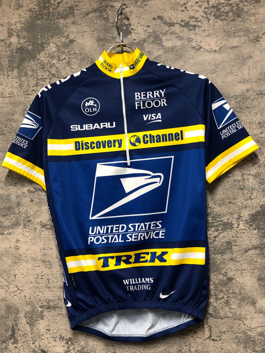 JC343 ナイキ NIKE トレック TREK UNITED STATES POSTAL SERVICE 半袖 サイクルジャージ 紺黄 S