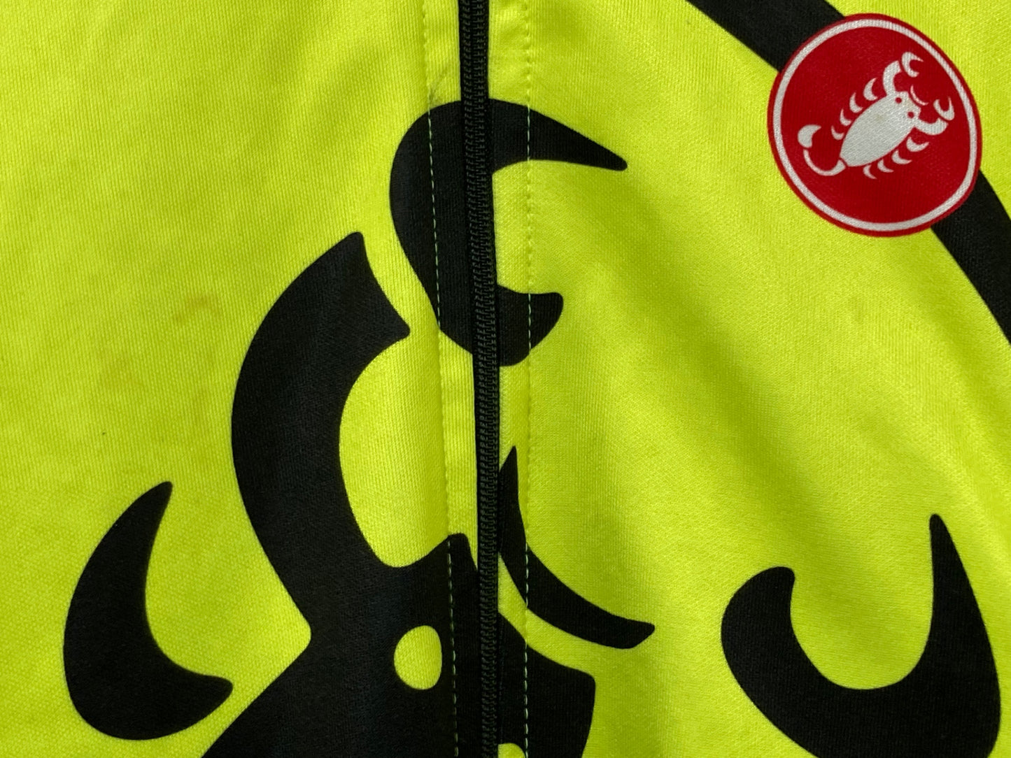 IO737 カステリ CASTELLI 長袖 サイクルジャージ 黄 S 裏起毛 ※汚れ