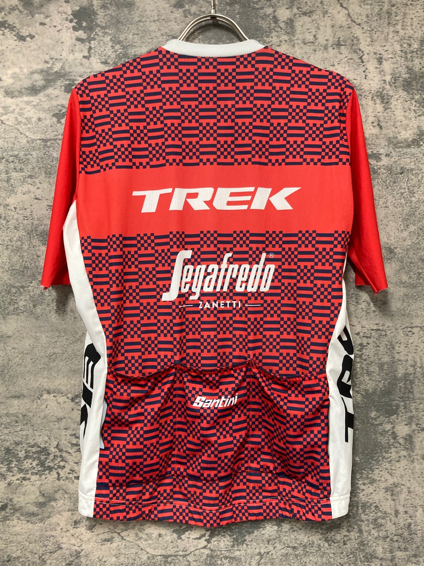 IX362 サンティーニ Santini 半袖 サイクルジャージ TREK Segafredo 白 M ほつれ大 汚れ