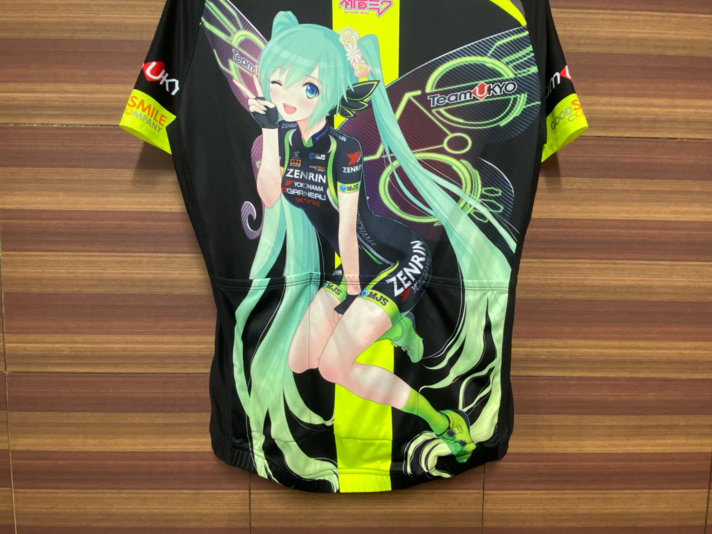 IK091 アトラス atlas 半袖 サイクルジャージ 黒 黄 M Team UKYO x RACING MIKU 2017Ver. 痛ジャージ