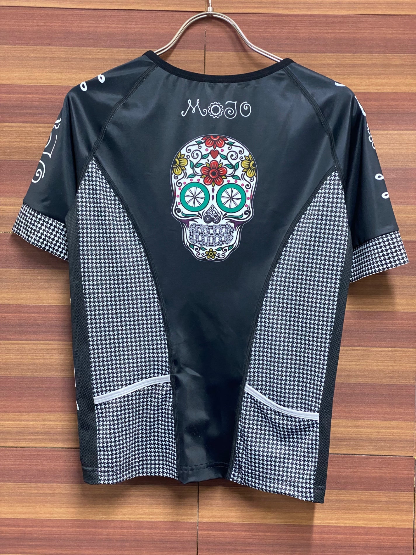 IQ186 サイコロジー CYCOLOGY 半袖 サイクルジャージ 黒 千鳥柄 レディース L MOJO