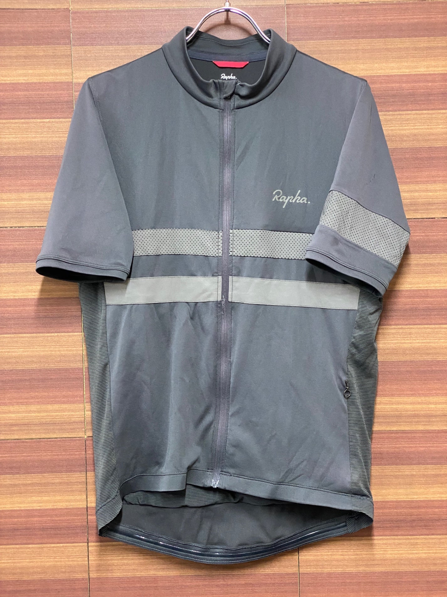 IK077 ラファ Rapha BREVET LIGHTWEIGHT JERSEY 半袖 サイクルジャージ L グレー