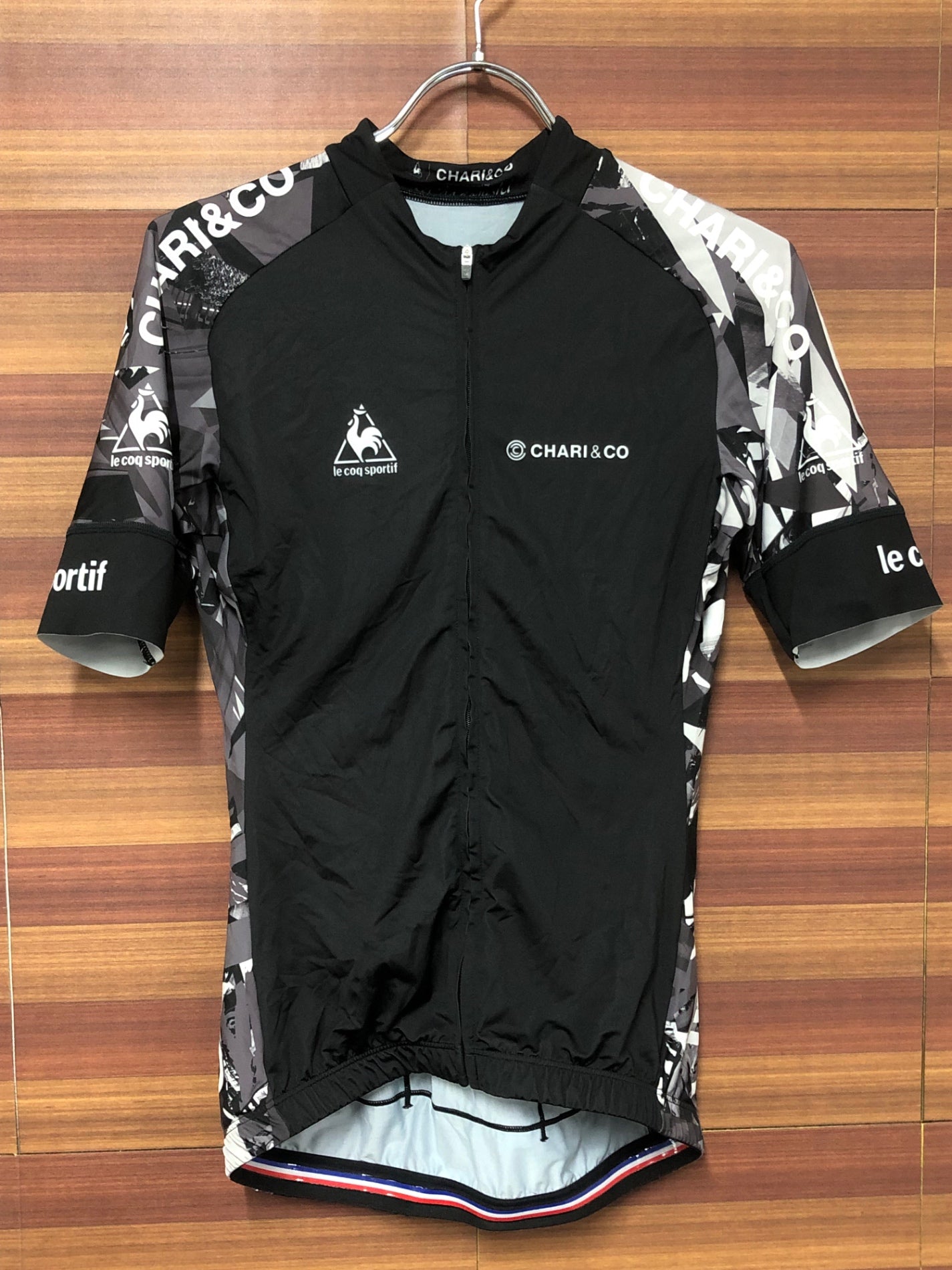 IQ042 ルコックスポルティフ le coq sportif チャリ&コー CHARI&CO 半袖 サイクルジャージ L 黒