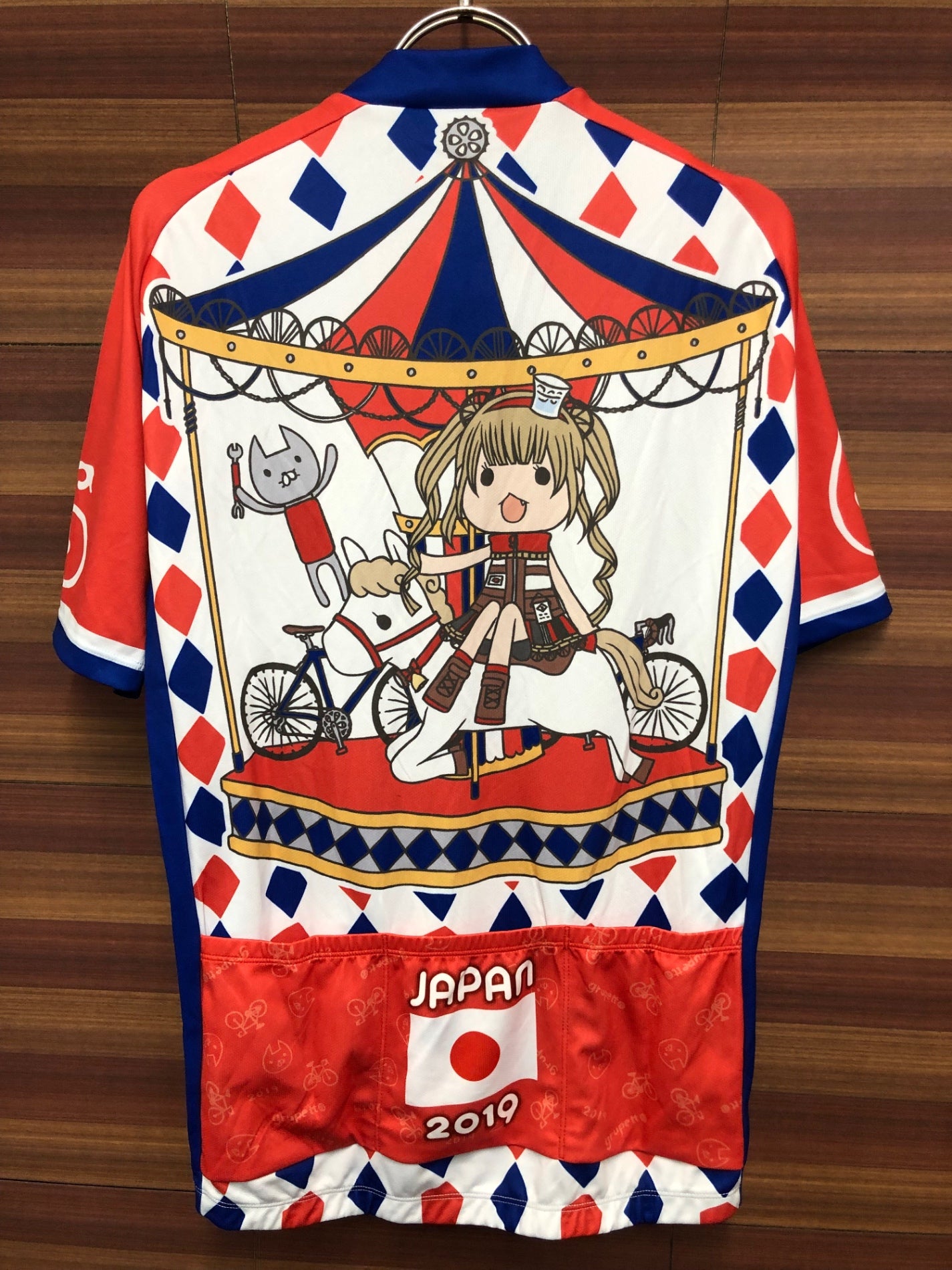 IS976 サンボルト SUNVOLT 半袖 サイクルジャージ 白 青 赤 L