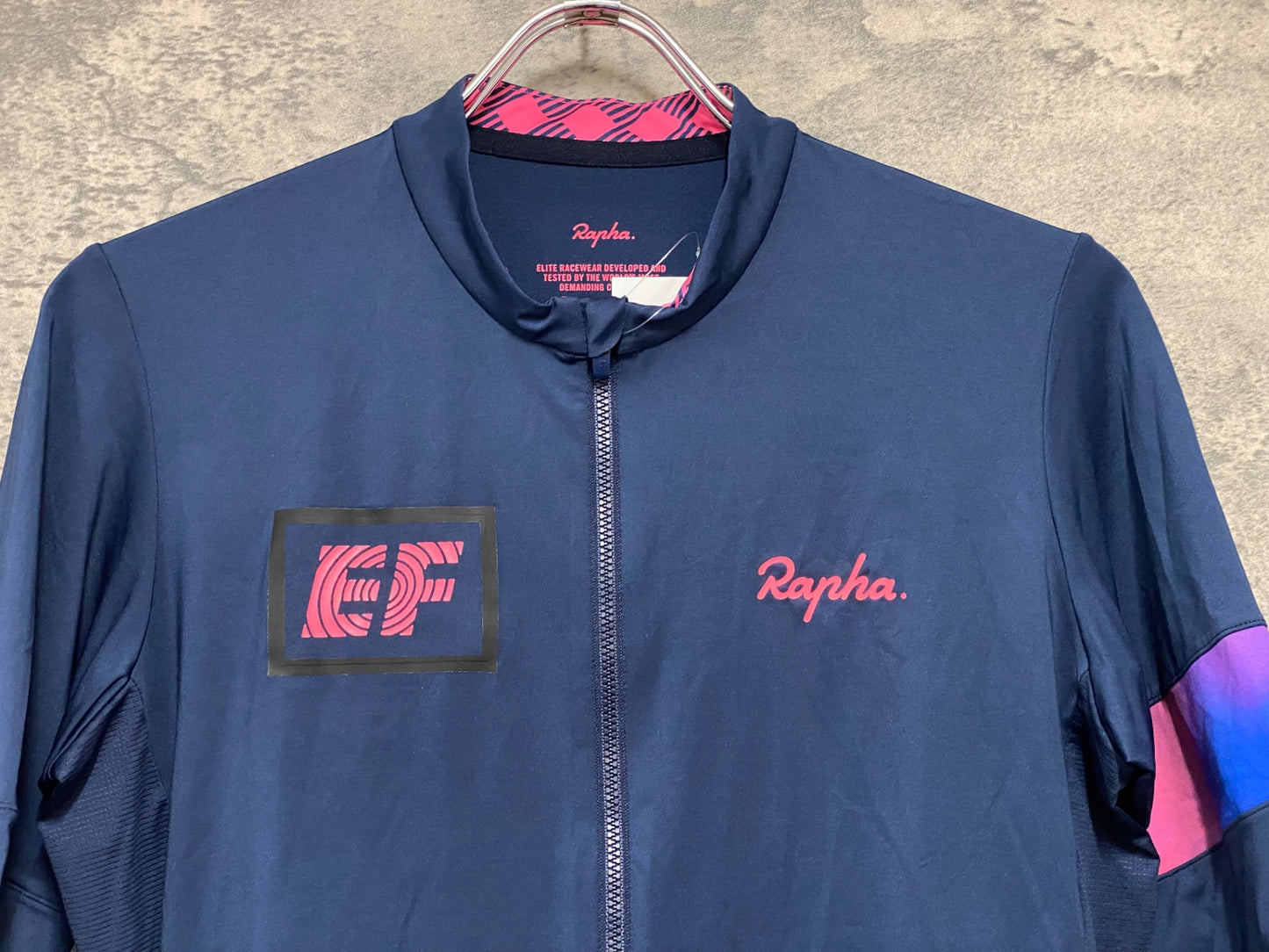 IY515 ラファ Rapha EF PRO TEAM TRAINING JERSEY 半袖 サイクルジャージ 紺 L