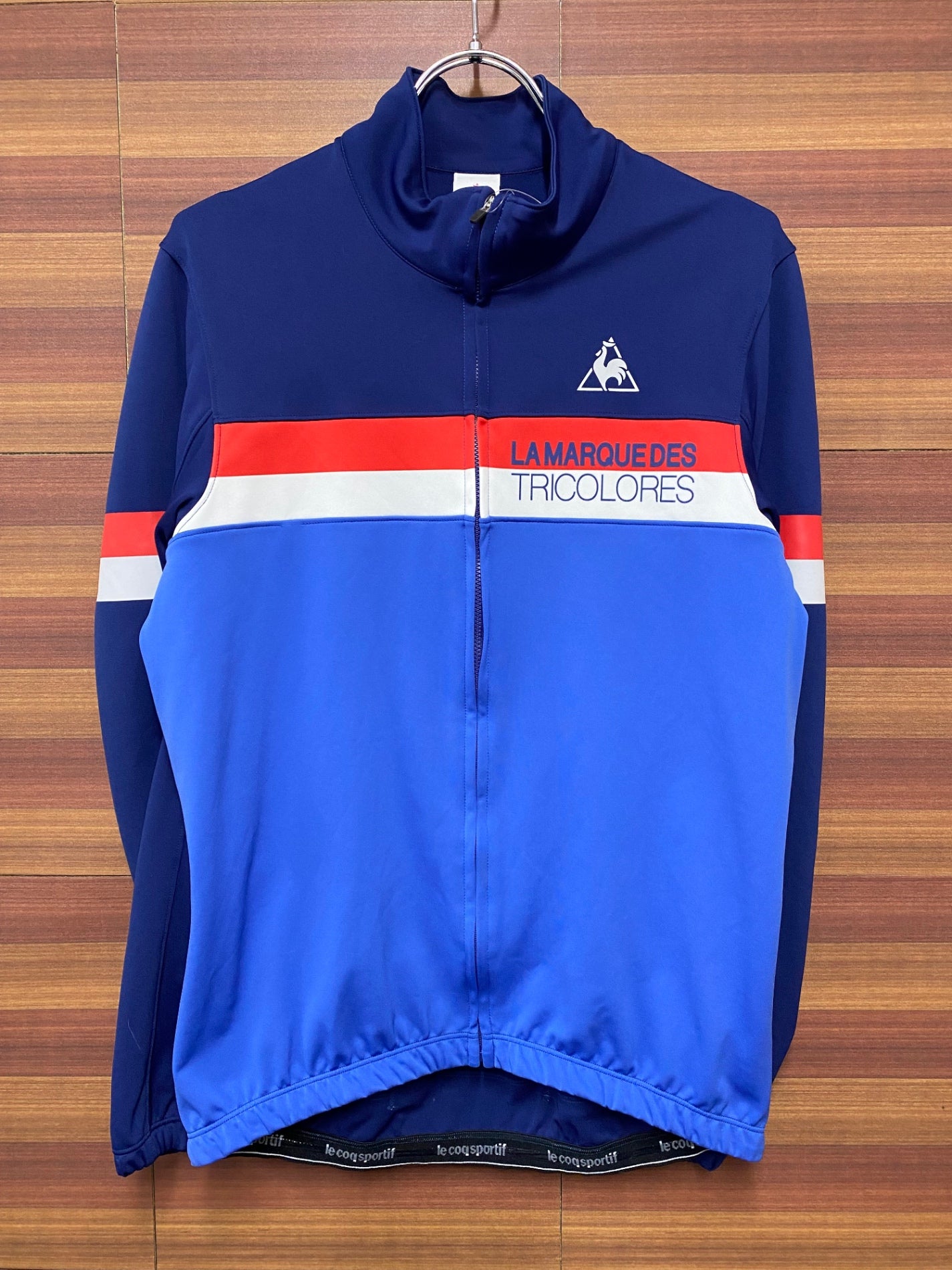 IE710 ルコックスポルティフ le coq sportif 長袖 サイクルジャージ 紺 水色 L