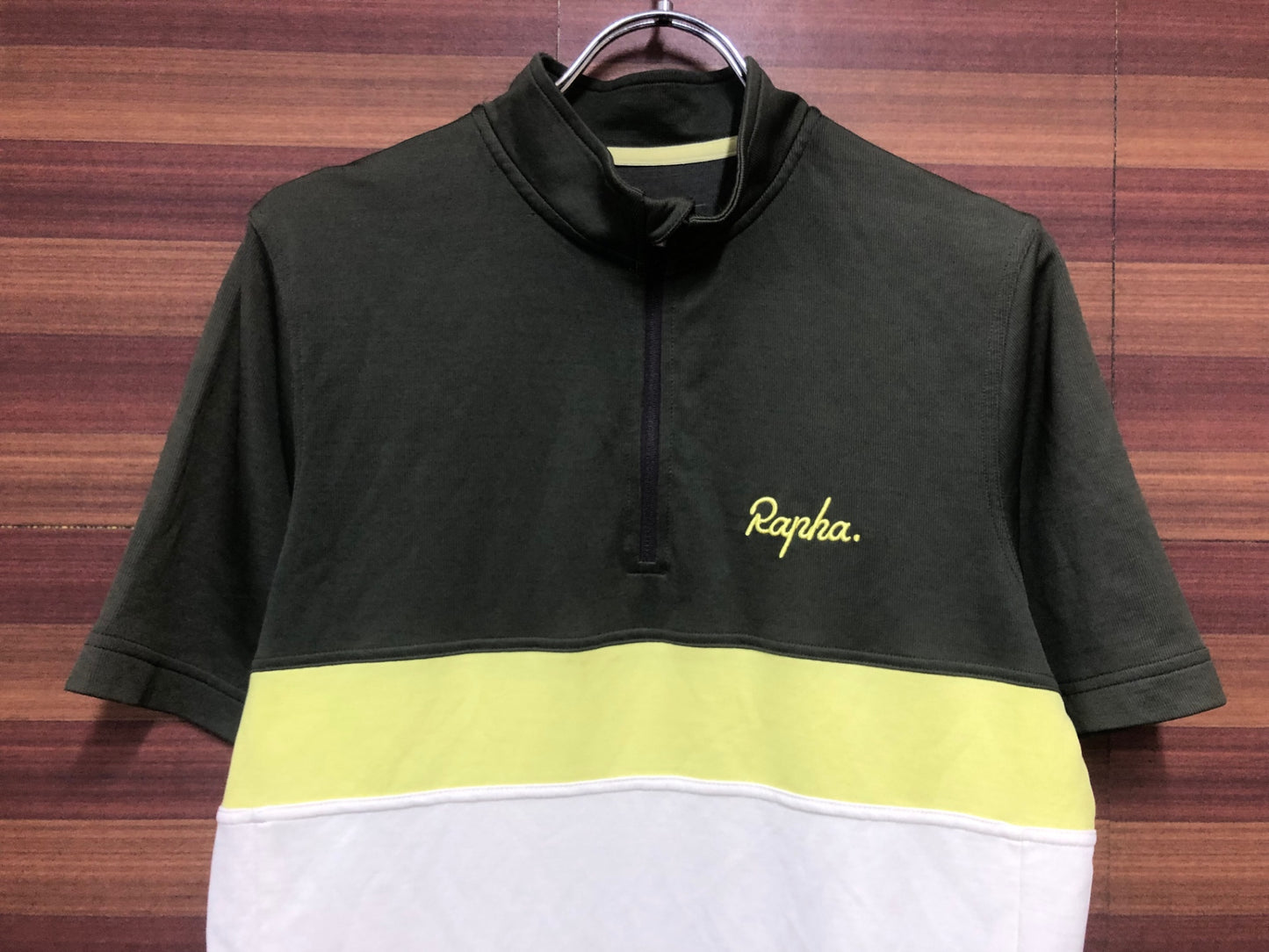 IF011 ラファ Rapha CLUB JERSEY 半袖 緑 白 L ハーフジップ