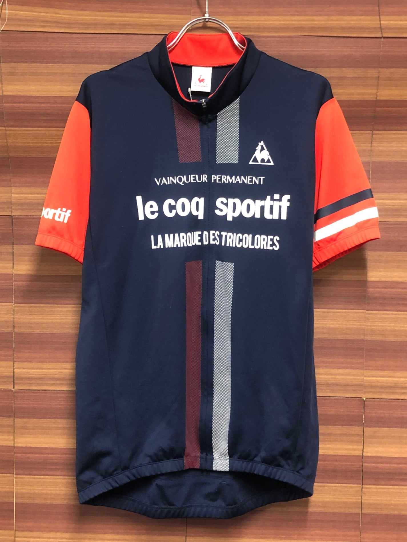 IO088 ルコックスポルティフ le coq sportif 半袖 サイクルジャージ 紺 赤 O