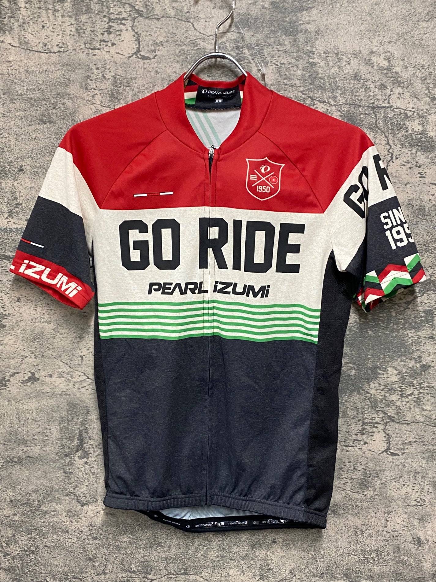 JA639 パールイズミ PEARL iZUMi 半袖 サイクルジャージ 赤 グレー L GO RIDE