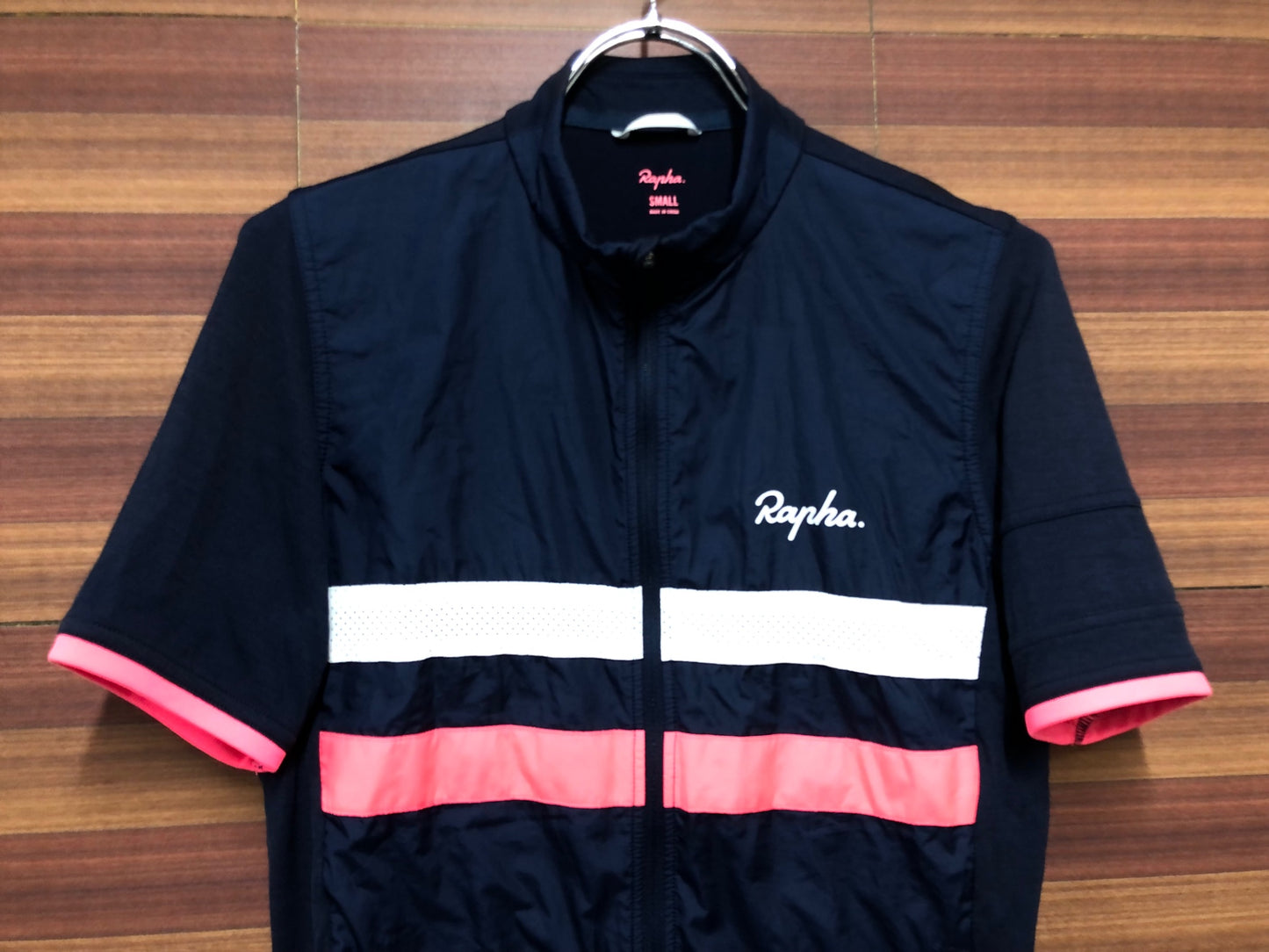 IH457 Rapha MEN'S SHORT SLEEVE WINDBLOCK BREVET JERSEY 半袖 S 紺 フィルム入り