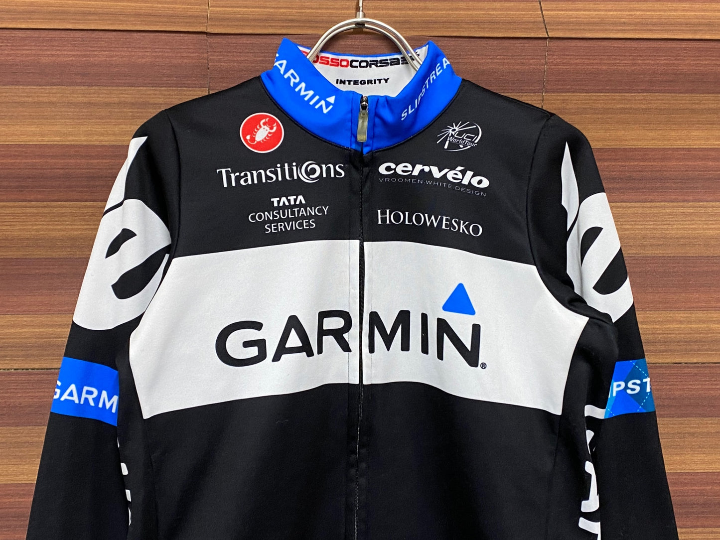 IR860 カステリ CASTELLI GARMIN サイクルジャケット ブラック ホワイト L 裏起毛