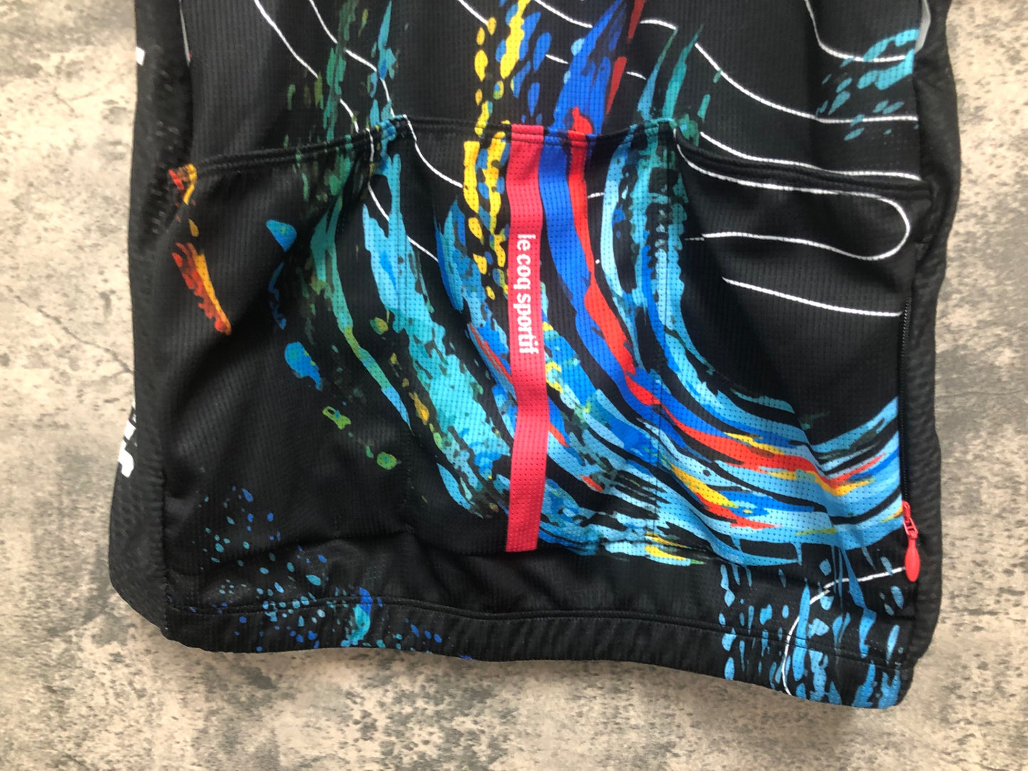 IY172 ルコックスポルティフ le coq sportif 半袖 サイクルジャージ 黒 総柄 L