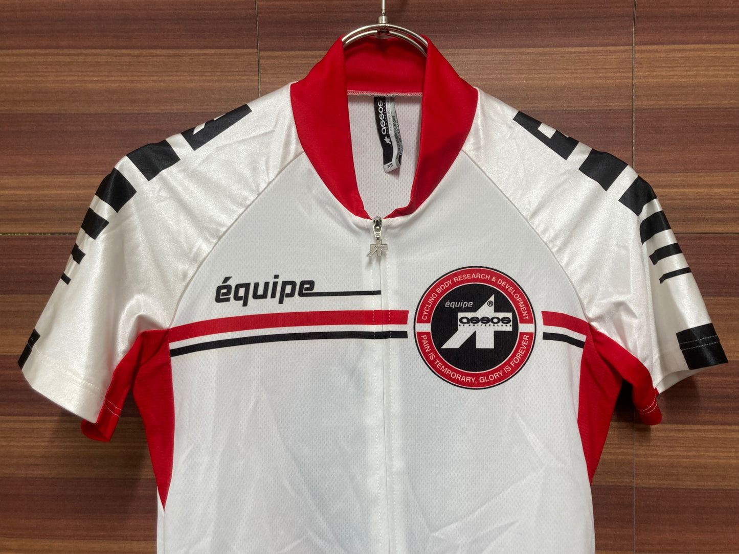 IO894 アソス ASSOS エキップ equipe 半袖サイクルジャージ 白赤 XSサイズ