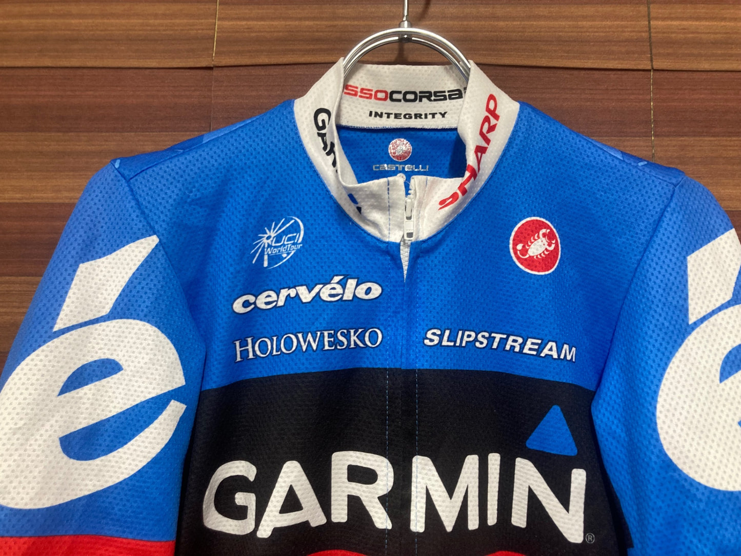 IN740 カステリ CASTELLI ロッソコルサ ROSSO CORSA 半袖 サイクルジャージ 青 M ガーミン・シャープ