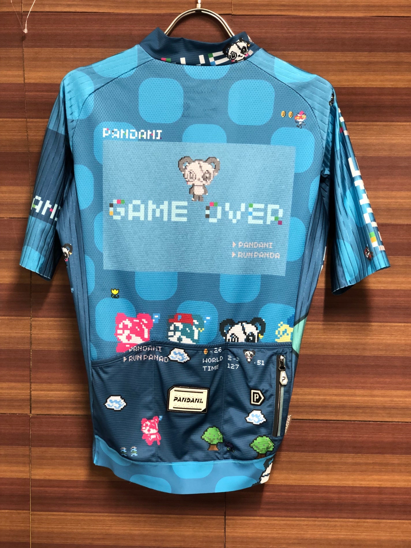 IQ227 パンダーニ PANDANI 半袖 サイクルジャージ 水 S エアロスリーブ