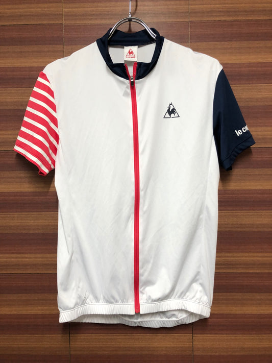 IH587 ルコックスポルティフ le coq sportif 半袖 サイクルジャージ 白 紺 M