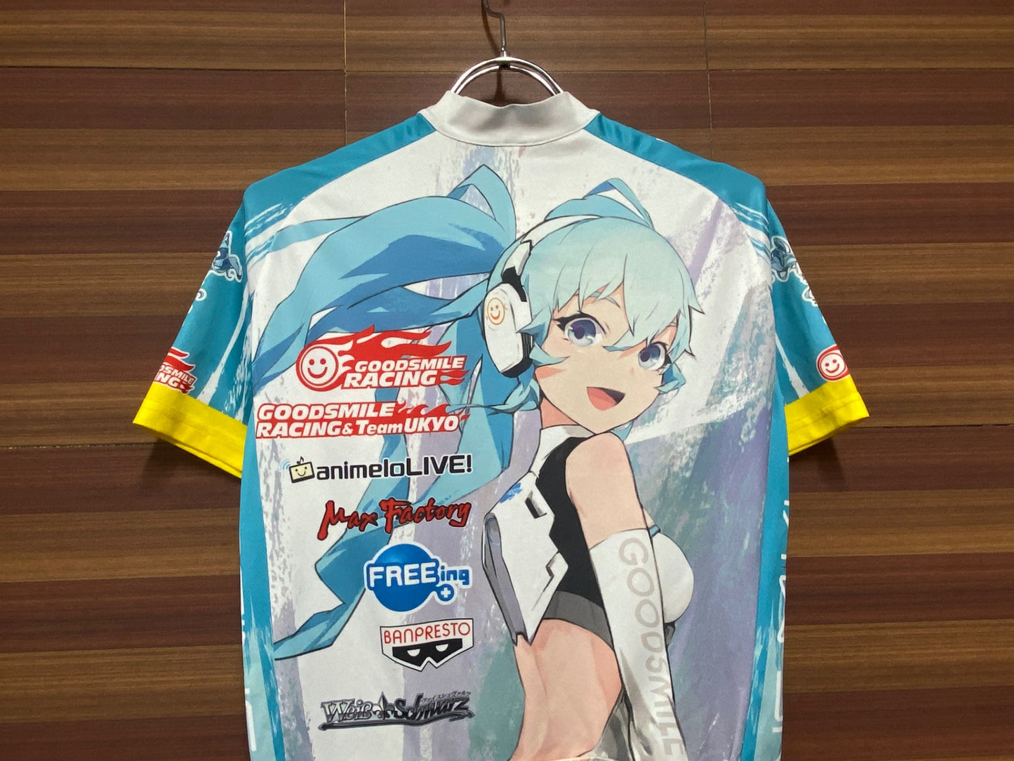 IK089 GSR Gear 半袖 サイクルジャージ 白 水 M RACING MIKU 2014Ver. 痛ジャージ