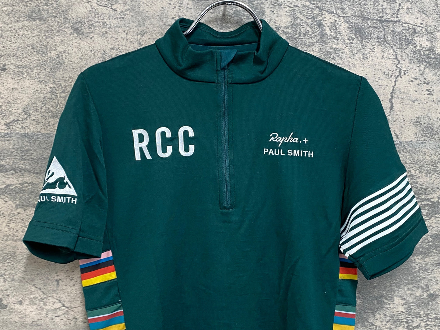 IY134 ラファ Rapha RCC Paul Smith 半袖 サイクルジャージ S グリーン