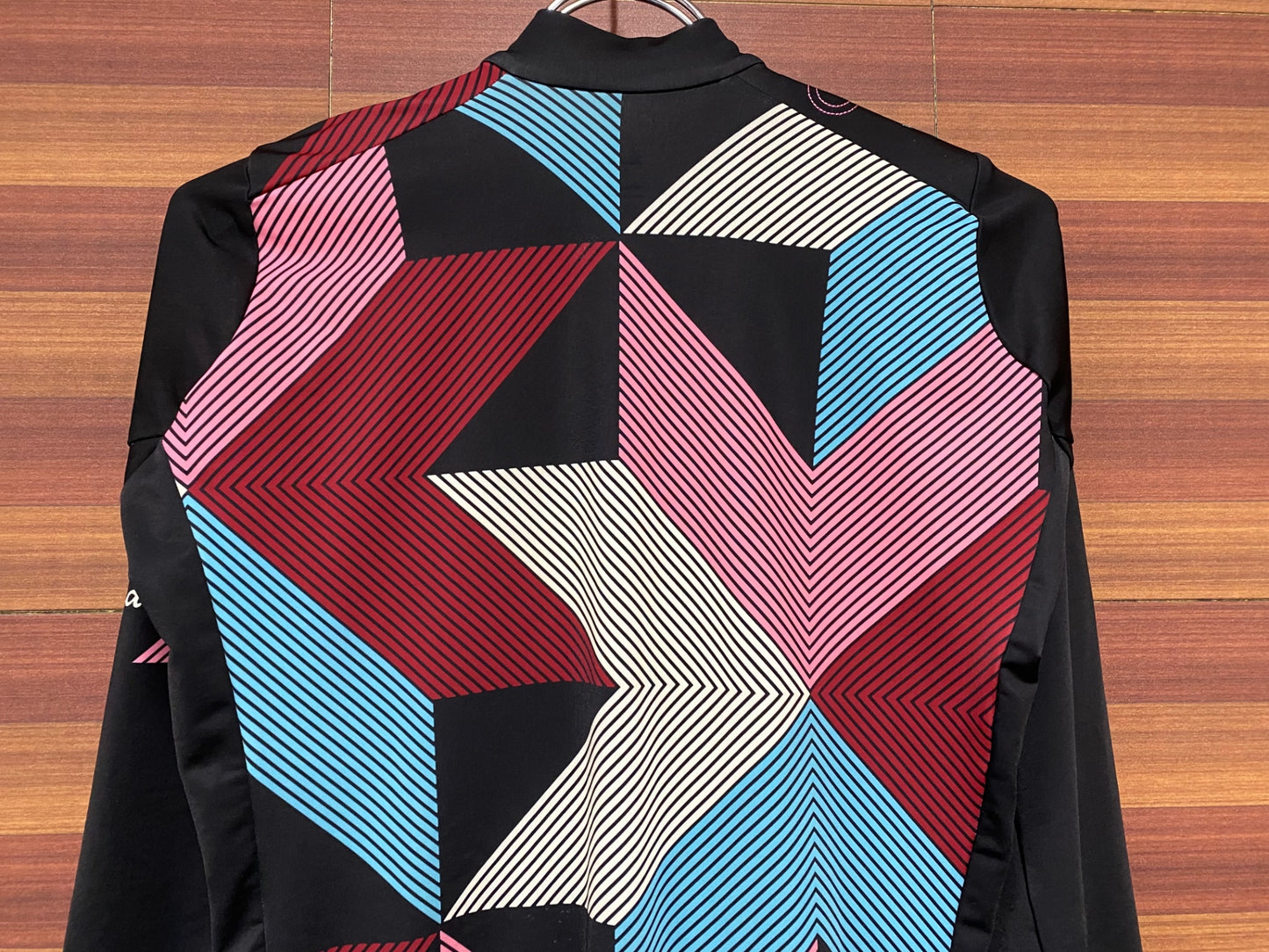 II544 ラファ Rapha CROSS PRO TEAM LONG SLEEVE AERO JERSEY 長袖サイクルジャージ 黒 柄 M ※ 裾部生地に僅かに使用感あり