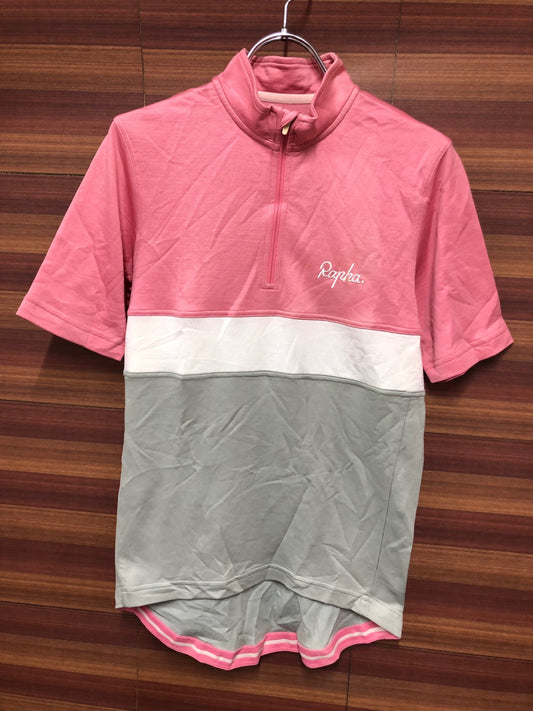 IO650 ラファ Rapha ハーフジップ 半袖 サイクルジャージ M ピンク グレー
