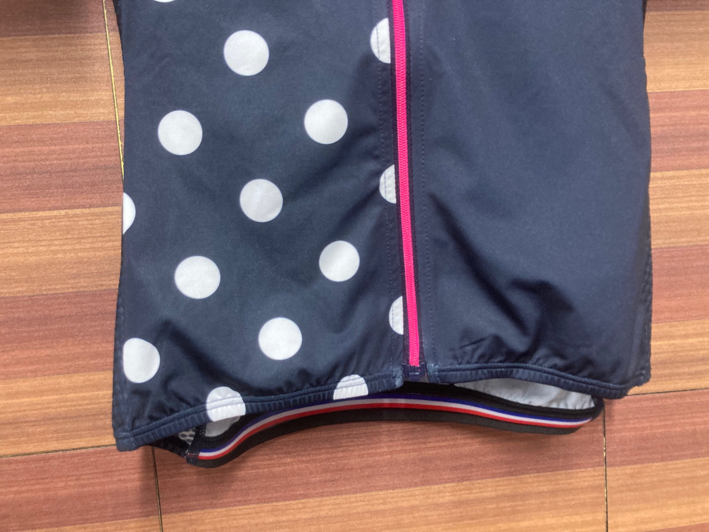 IQ198 ルコックスポルティフ le coq sportif 半袖 サイクルジャージ 紺 水玉 レディース M