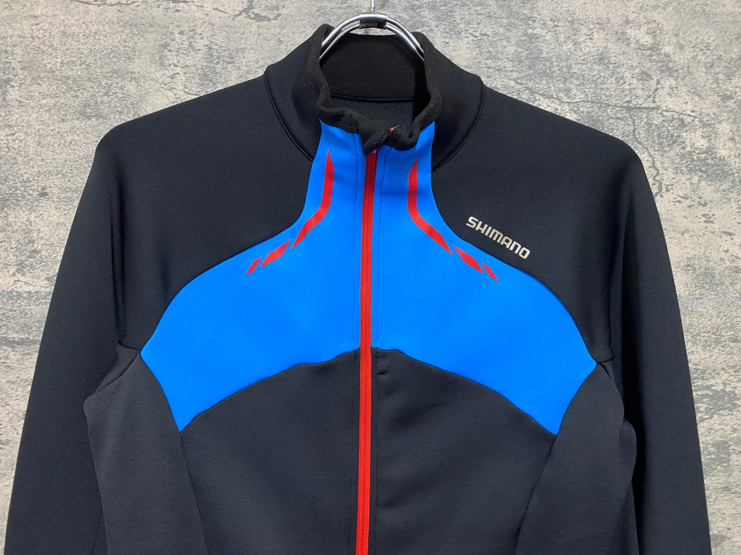 JC914 シマノ SHIMANO 長袖 サイクルジャケット 黒 水色 L 裏起毛