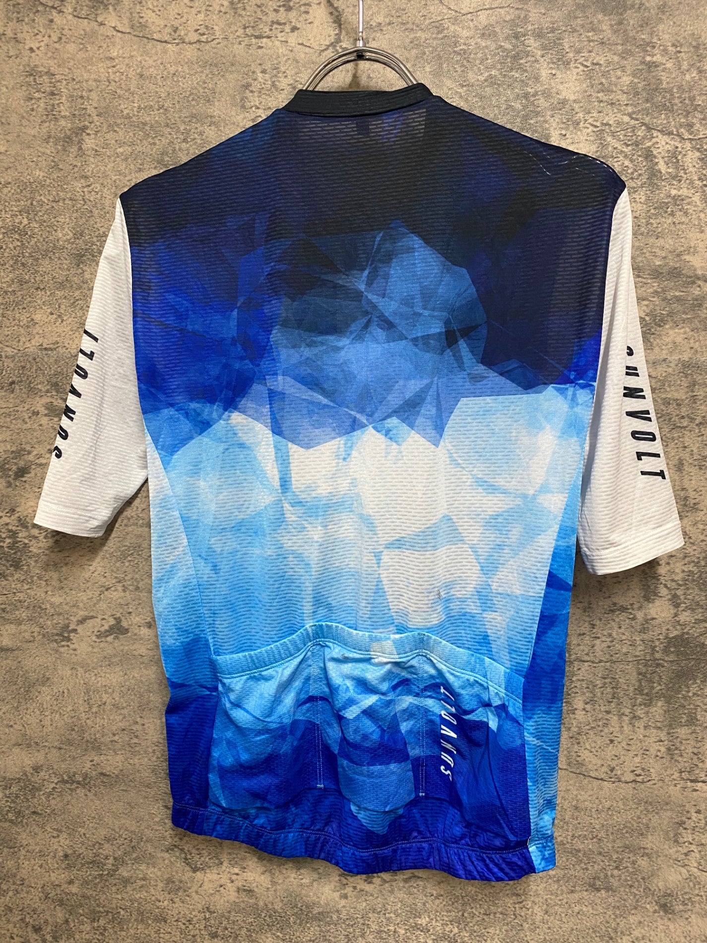 JC672 サンボルト SUNVOLT 半袖 サイクルジャージ 白 青 L ※汚れ