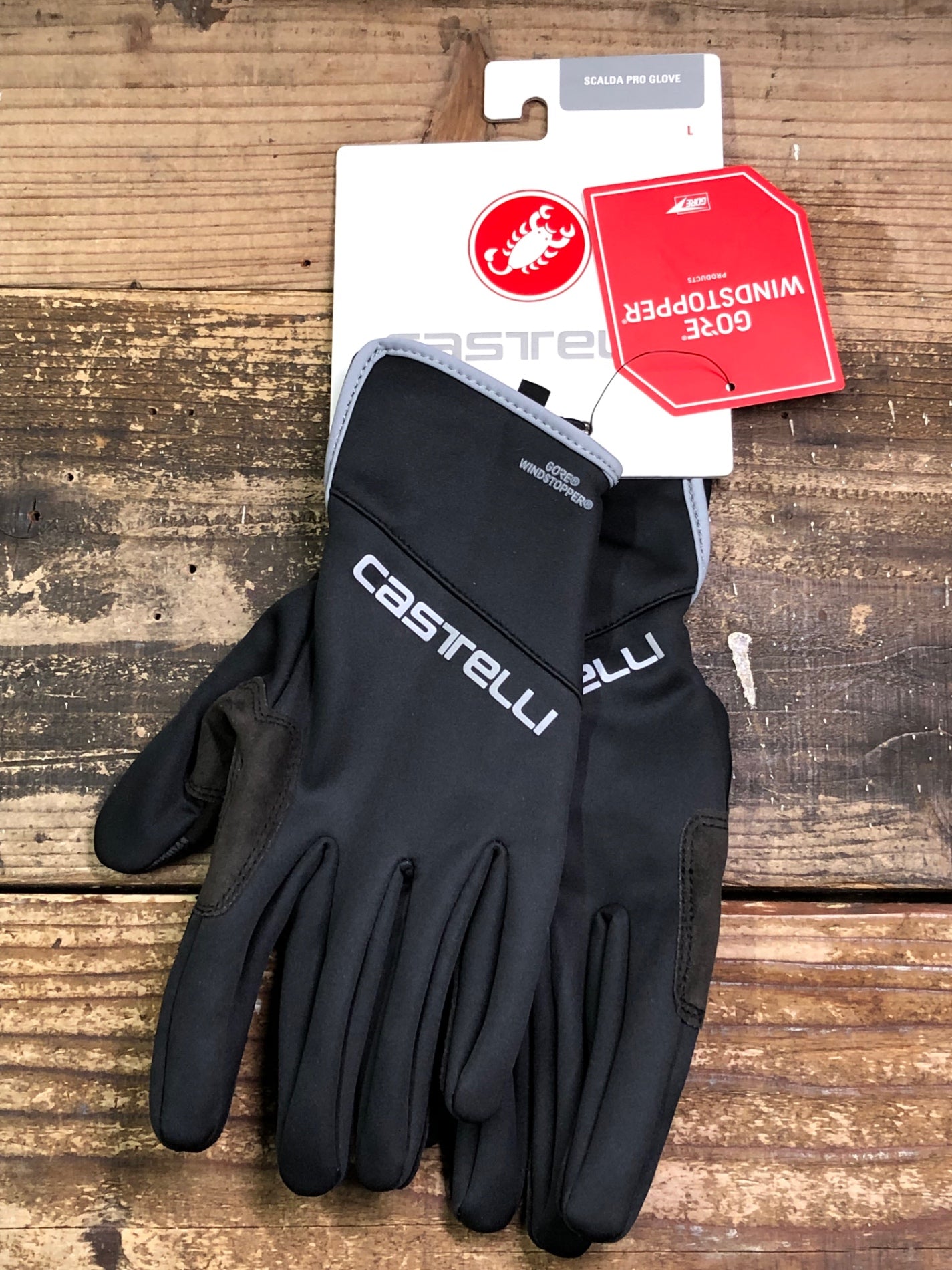 IV954 カステリ CASTELLI SCALDA PRO グローブ 黒 L 裏起毛