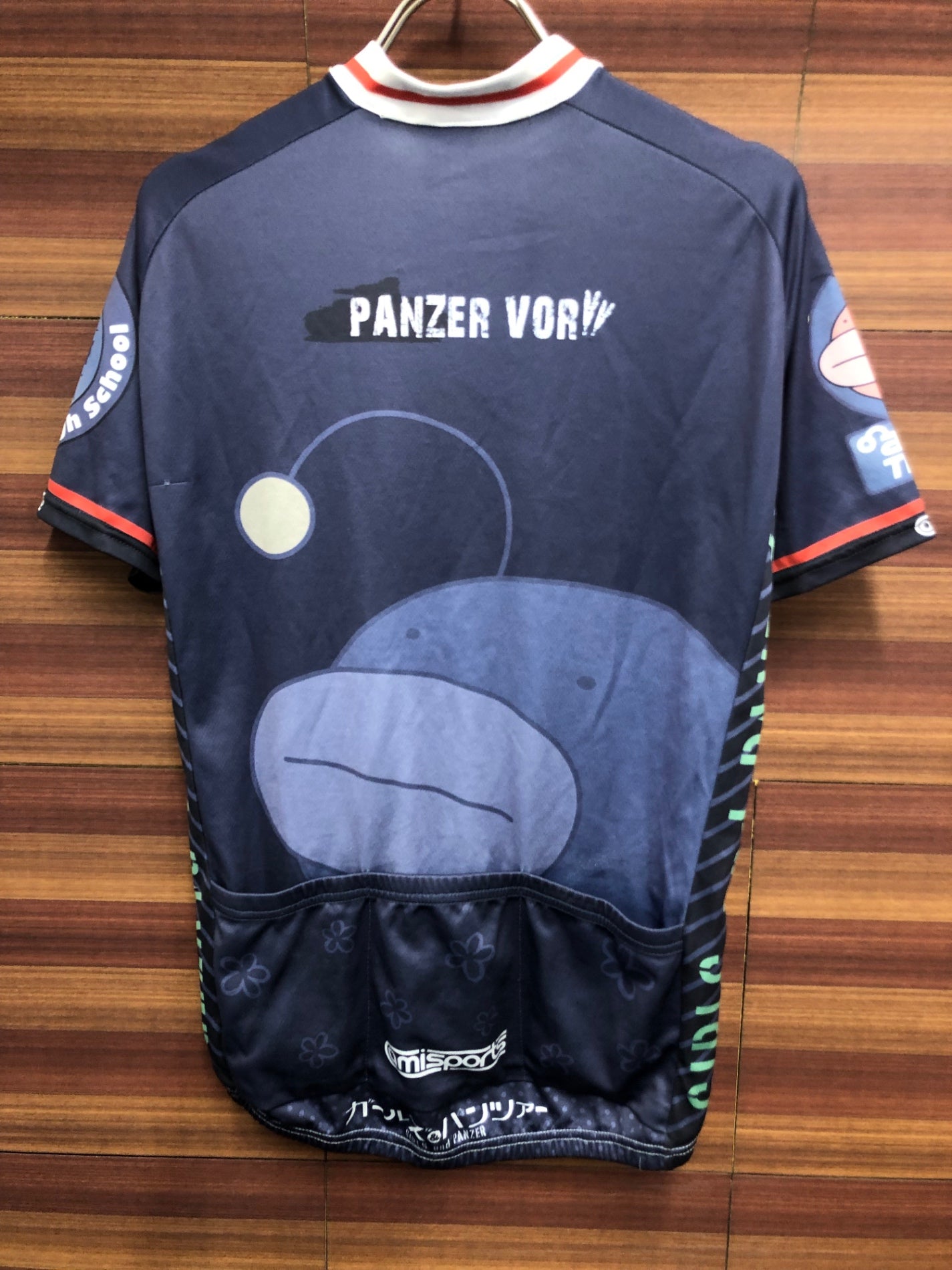 IS987 アミスポーツ amisports 半袖 サイクルジャージ 白 グレー L ガールズ＆パンツァー あんこうチーム 痛ジャージ