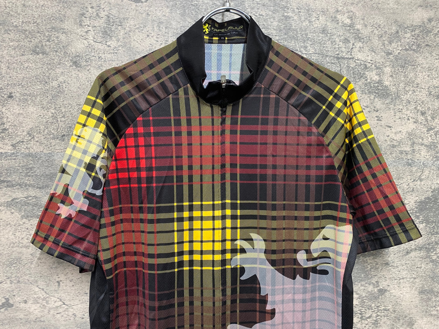 JB509 カペルミュール KAPELMUUR 半袖 サイクルジャージ 黒 黄 チェック柄 XL