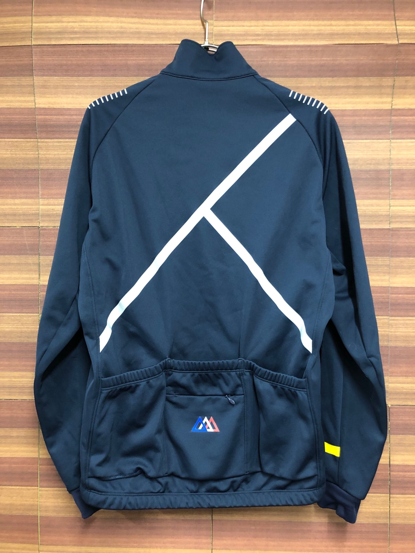 IO077 ルコックスポルティフ le coq sportif 長袖 サイクルジャケット 紺 黄 L 裏起毛