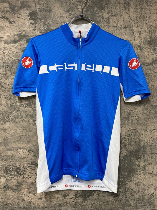 IU374 カステリ castelli 半袖 サイクルジャージ 青白 S