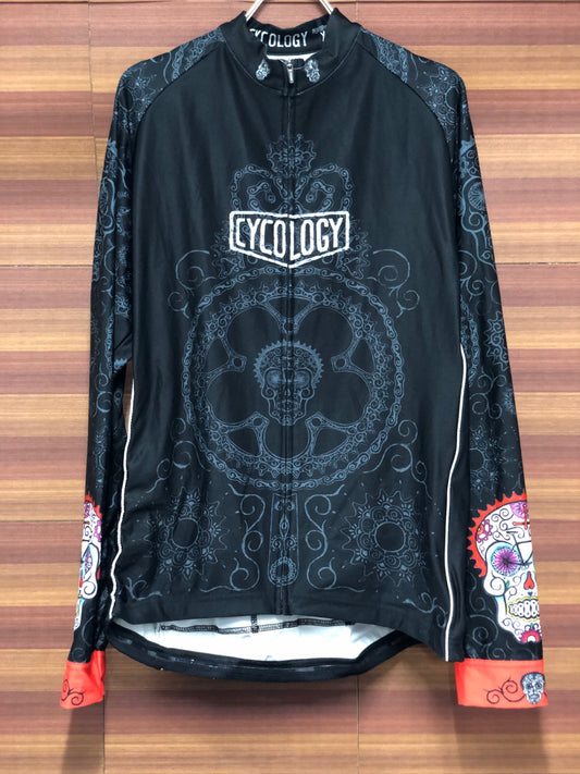 IT539 サイコロジー CYCOLOGY 長袖サイクルジャージ 黒 XL 裏起毛