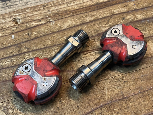IV192 スピードプレイ SPEEDPLAY ビンディングペダル 赤 チタンシャフト ※シャフトガタ大 ジャンク