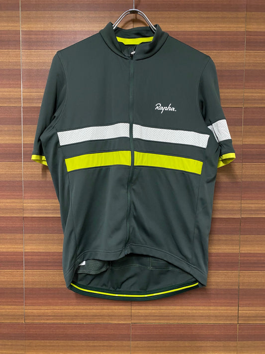 IN857 ラファ Rapha MEN'S LIGHTWEIGHT BREVET JERSEY 半袖 サイクルジャージ グレー 黄緑 L