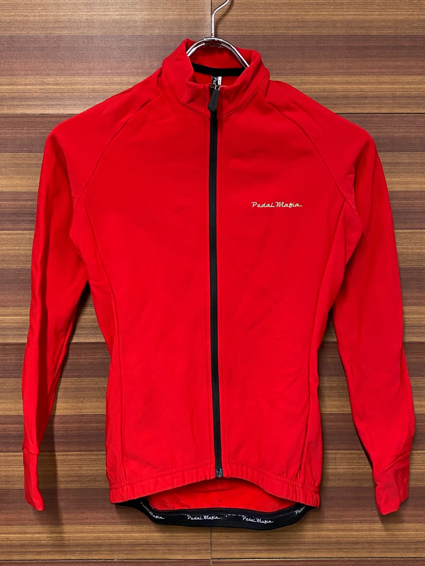 IR085 ペダルマフィア Pedal Mafia 長袖 サイクルジャージ 赤 レディース 2XS 裏起毛