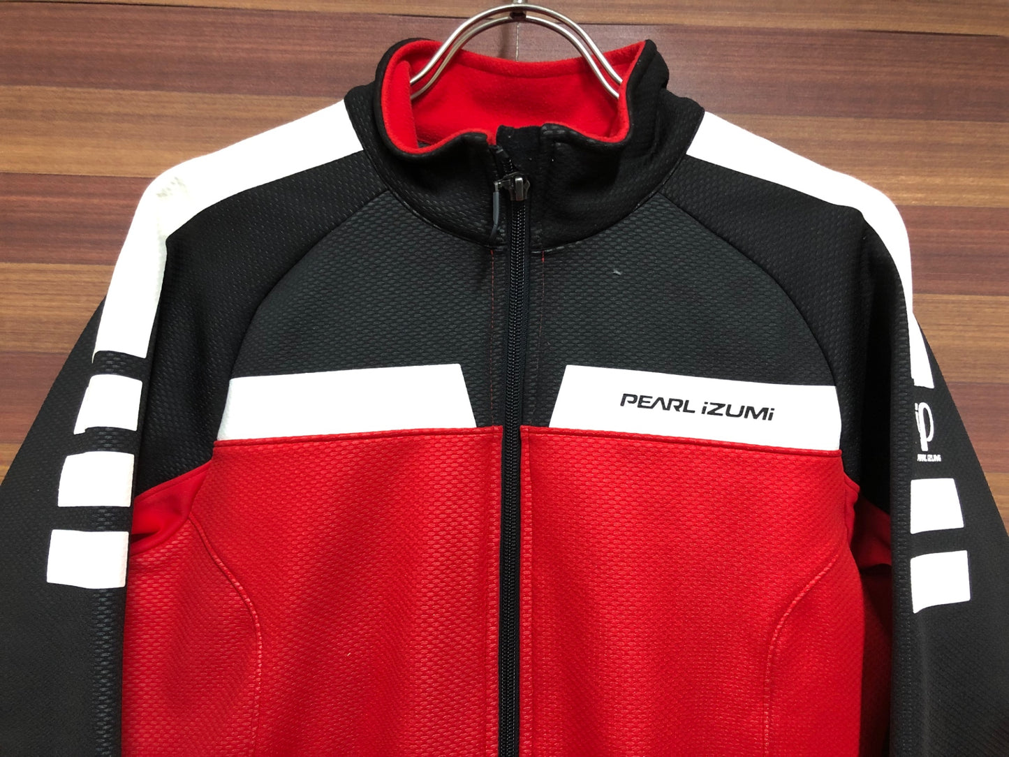 IP249 パールイズミ PEARL iZUMi 長袖 サイクルジャケット 黒 赤 M 裏起毛 WINDBREAK