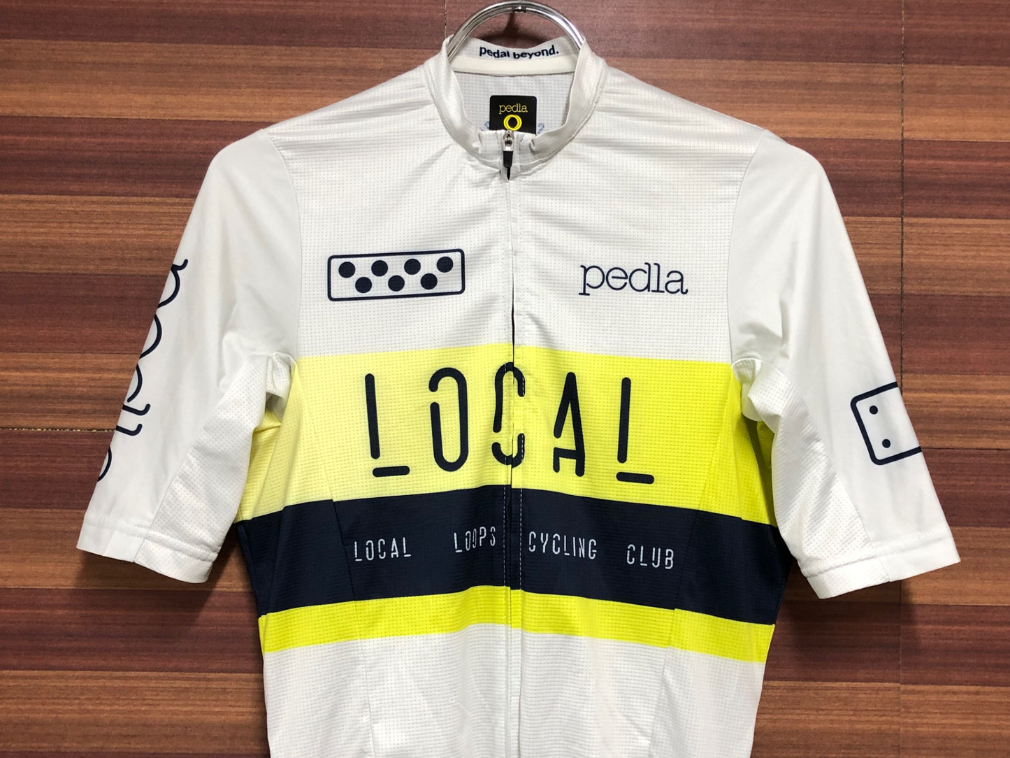 IB801 ペドラ Pedla 半袖 サイクルジャージ 白 黃 XS LOCAL LOOP CYCLING CLUB