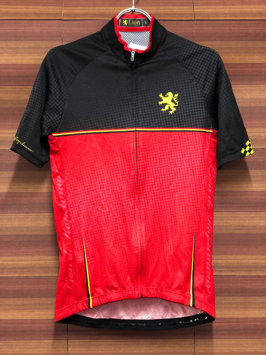 IQ843 リオンドカペルミュール Lion de KAPELMUU 半袖 サイクルジャージ 黒 赤 L