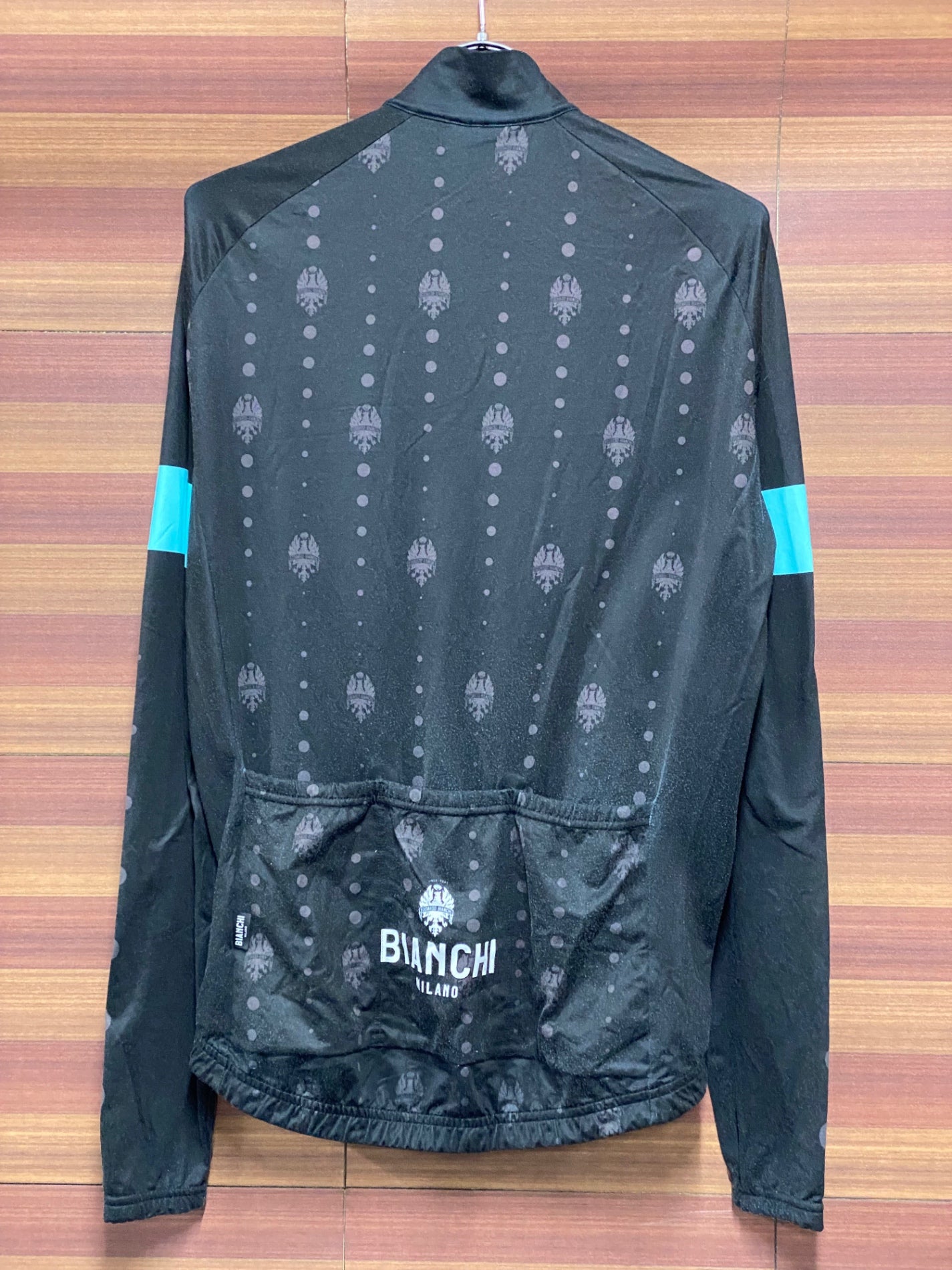 IU097 ビアンキ Bianchi 長袖 サイクルジャージ 黒 チェレステ L