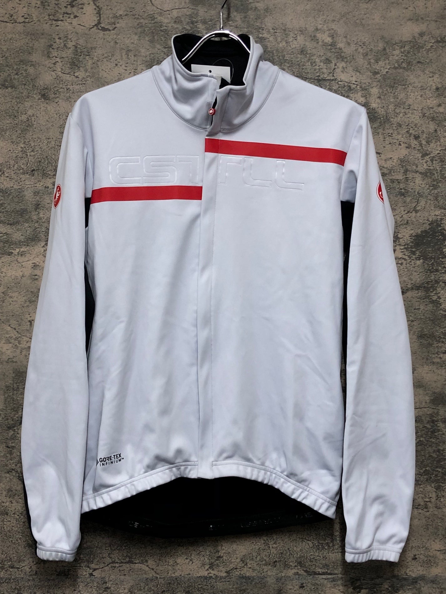 JC939 カステリ CASTELLI 長袖 サイクルジャージ 白 黒 L 裏起毛 GORE-TEX INFINIUM