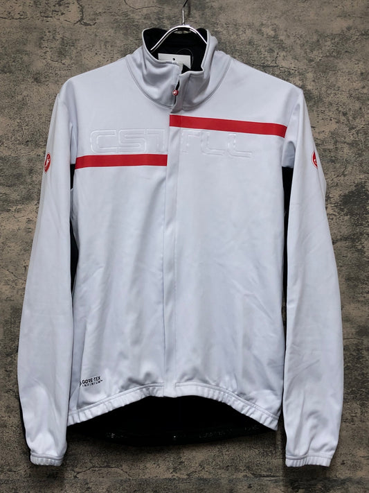 JC939 カステリ CASTELLI 長袖 サイクルジャージ 白 黒 L 裏起毛 GORE-TEX INFINIUM