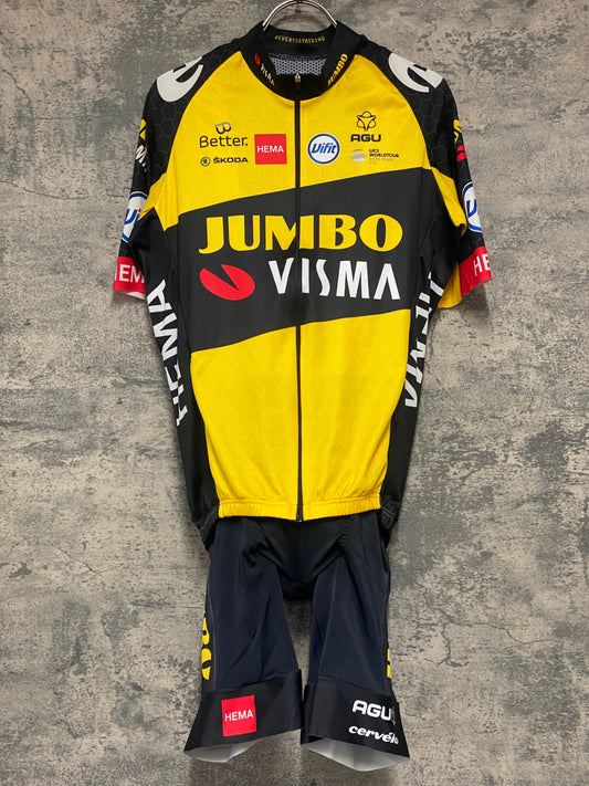 IZ656 アグ AGU 半袖 サイクルジャージ 黒 黃 M JUMBO VISMA 上下セット