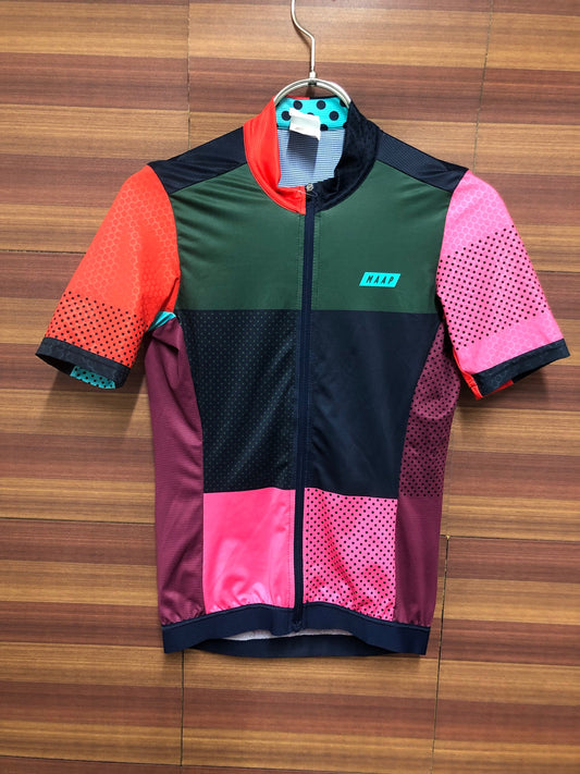 IT817 マープ MAAP 半袖 サイクルジャージ 紺 ピンク 深緑 総柄 XS